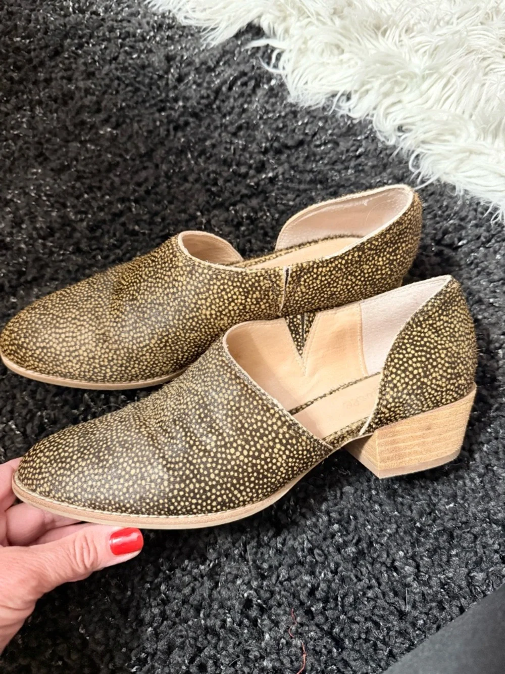 Madewell Size 9 Genuine Calf Hair Loafer Booties Animal Print Block Heel - Picture 4 of 12